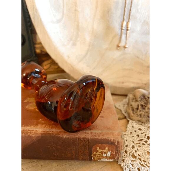 Vintage Viking Glass Amber Cat Figurine – MCM Paperweight – 1970s - Picture 5 of 5